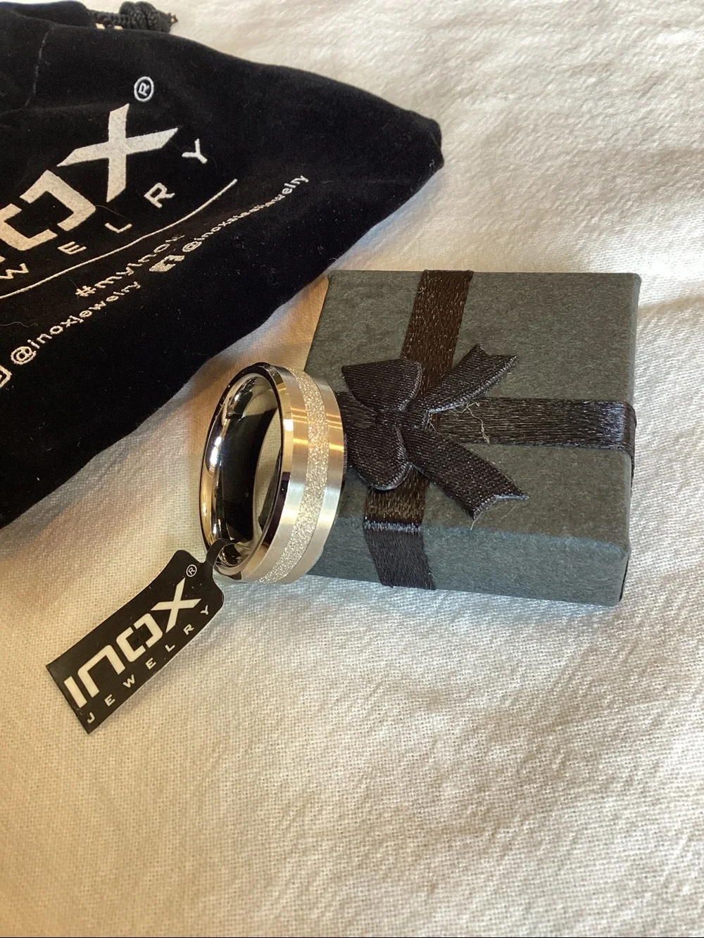 BNWT Inox Men’s Crystal Stainless Steel Ring